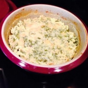 Kale, Greens & Artichoke Dip with Salmon